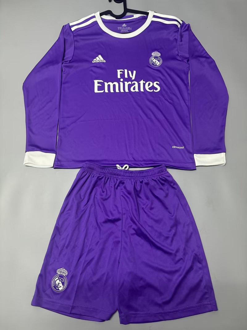 Kids-Real Madrid 16/17 Away Purple Long Soccer Jersey